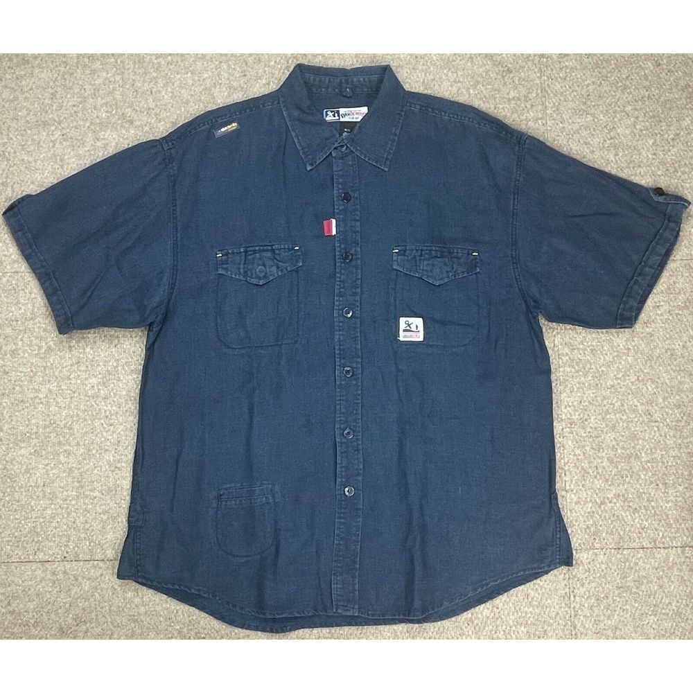Akademiks Men's Vintage Button Up‎ Short Sleeve Shirt Size XL